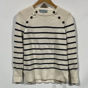 Tuckernuck wool cashmere Cream & Navy Striped Crewneck Sweater
